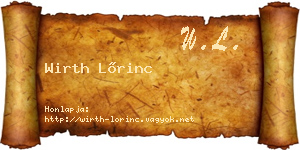 Wirth Lőrinc névjegykártya